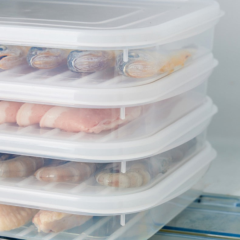 Cutie de depozitare de uz casnic, Kadeny, Caserola pentru Frigider, Rezistenta la umiditate, Rezervor Sigilat pentru Depozitare Alimentara, 24.5 x 18.5 x 3.5cm, Alb Transparent