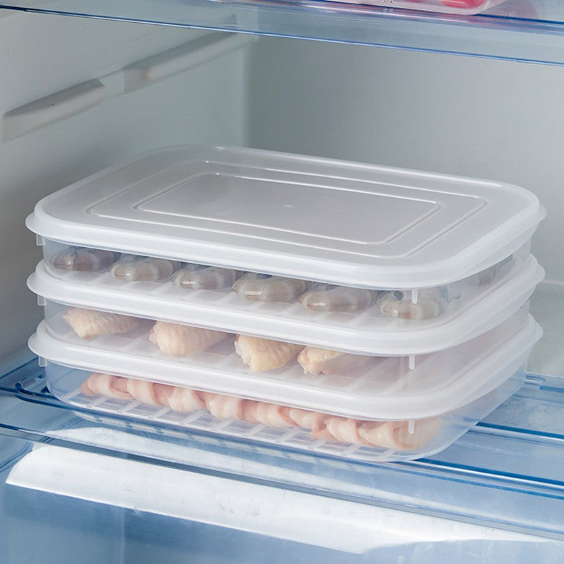 Cutie de depozitare de uz casnic, Kadeny, Caserola pentru Frigider, Rezistenta la umiditate, Rezervor Sigilat pentru Depozitare Alimentara, 24.5 x 18.5 x 3.5cm, Alb Transparent