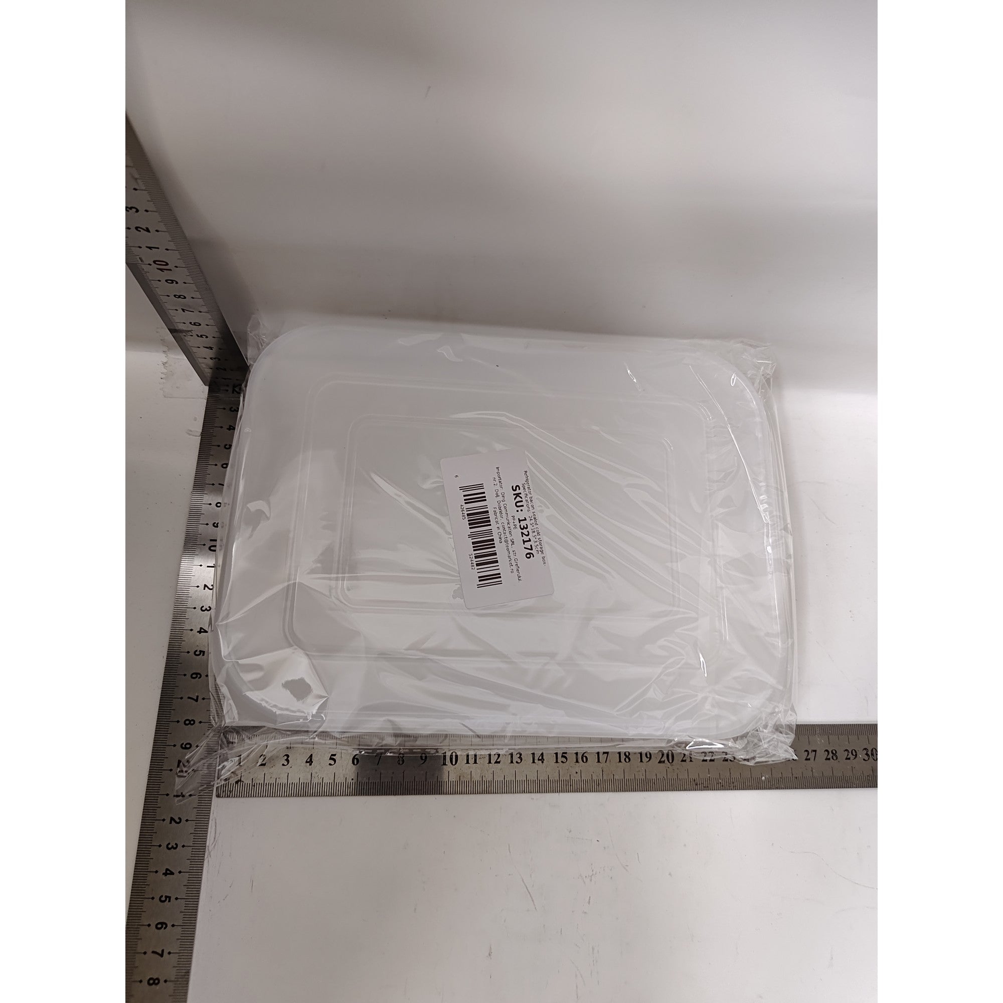 Cutie de depozitare de uz casnic, Kadeny, Caserola pentru Frigider, Rezistenta la umiditate, Rezervor Sigilat pentru Depozitare Alimentara, 24.5 x 18.5 x 3.5cm, Alb Transparent