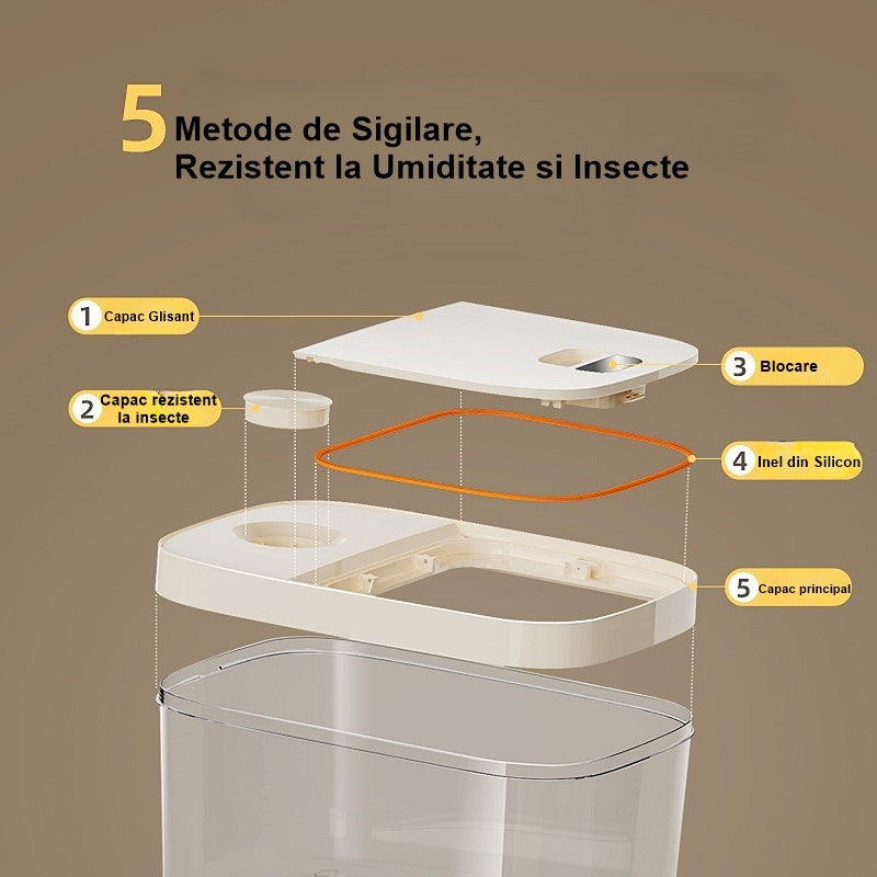Cutie de Depozitare Kadeny, de Uz Casnic, Rezistenta la Insecte si la Umiditate, Rezervor Sigilat pentru Depozitare Alimentara, Capacitate 6 kg, 37 x 26 x 14.5cm, Verde