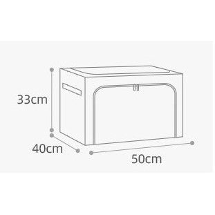 Cutie de Depozitare Pliabila, Kaveny, 66 L, din Bumbac si In, 50x40x33 cm, Fereastra Frontala, 2 Usi de Acces cu Fermoar Bidirectional, Cadru Metalic, Suport Baza Stabil din Plastic, Bleu
