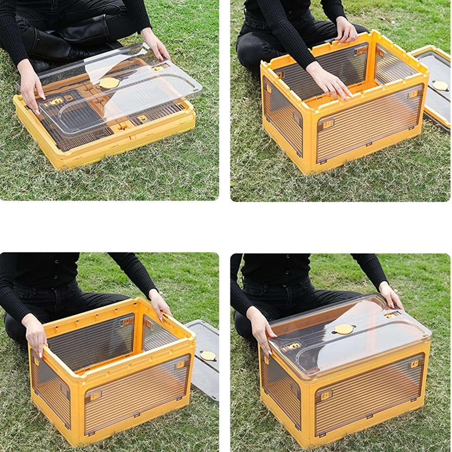 Cutie de depozitare pliabila, Kaveny, Cu capac, 40 L, Plastic, 47x35x24.5 cm, Albastru