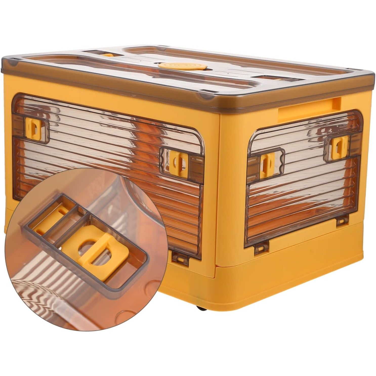 Cutie de depozitare pliabila, Kaveny, Cu capac, 85 L, Plastic, 60x42x34 cm, Portocaliu