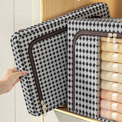 Cutie de Depozitare Pliabila, Kaveny, Cu fermoar Bidirectional, 24 L, Textil, 40x30x20 cm, Cadru Metalic, o Fereastra, Suport Baza Stabil din Plastic, Design Zebra, Alb Negru