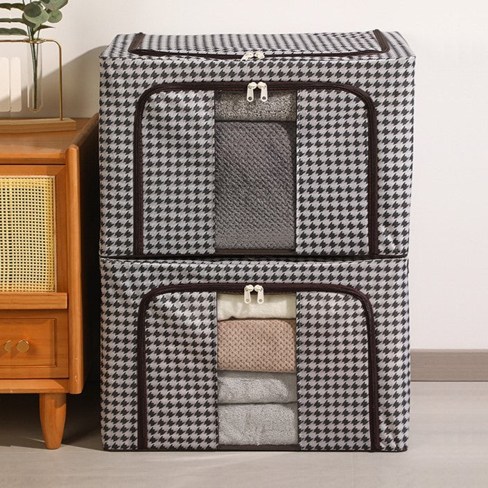 Cutie de Depozitare Pliabila, Kaveny, Cu fermoar Bidirectional, 24 L, Textil, 40x30x20 cm, Cadru Metalic, o Fereastra, Suport Baza Stabil din Plastic, Design Zebra, Alb Negru