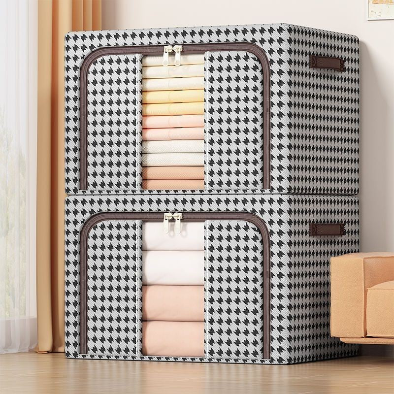 Cutie de Depozitare Pliabila, Kaveny, Cu fermoar Bidirectional, 24 L, Textil, 40x30x20 cm, Cadru Metalic, o Fereastra, Suport Baza Stabil din Plastic, Design Zebra, Alb Negru