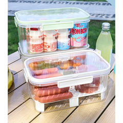 Cutie de Depozitare Portabila, Kadeny, cu Separator pentru Gheata si Scurgere, Mentine Rece, Caserola Pranz, 25x16.5x11.5 cm, Gri/Transparent