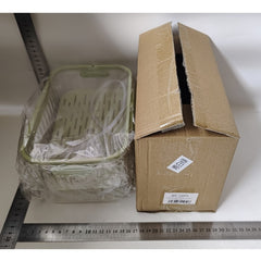 Cutie de Depozitare Portabila, Kadeny, cu Separator pentru Gheata si Scurgere, Mentine Rece, Caserola Pranz, 25x16.5x11.5 cm, Verde/Transparent