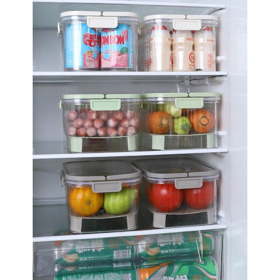 Cutie de Depozitare Portabila, Kadeny, cu Separator pentru Gheata si Scurgere, Mentine Rece, Caserola Pranz, 25x16.5x11.5 cm, Verde/Transparent