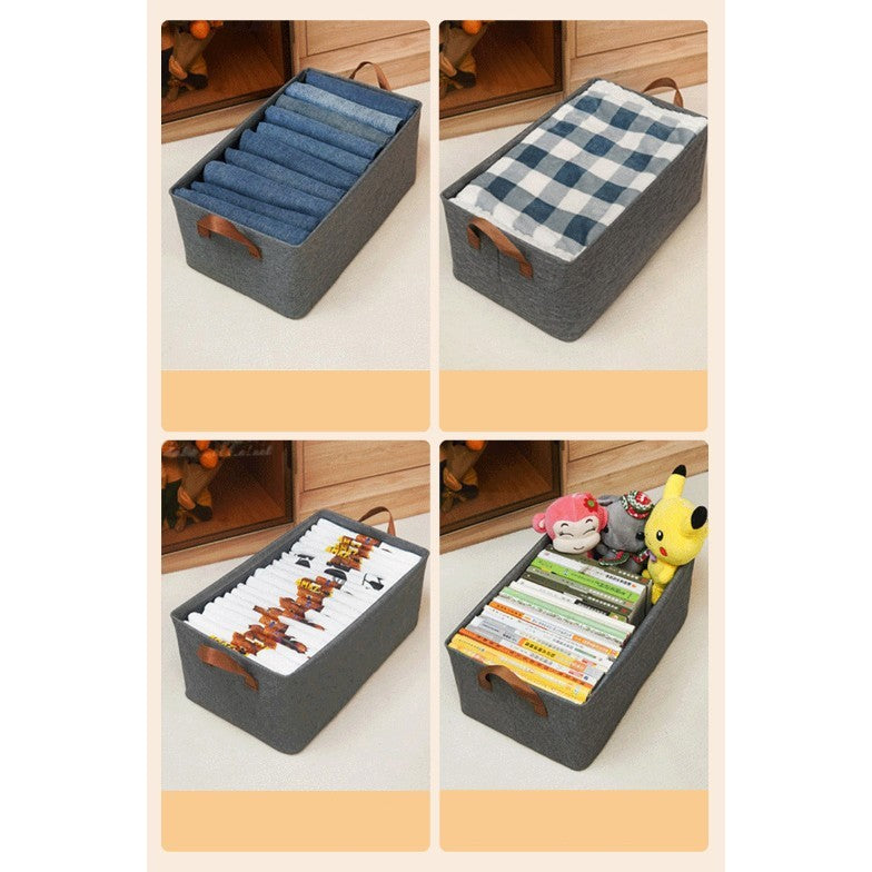 Cutie de Depozitare Tip Cos, Kaveny, Material Textil, Pliabila, 47x35x30 cm, 50 l, Cadru Metalic, cu Manere, Gri