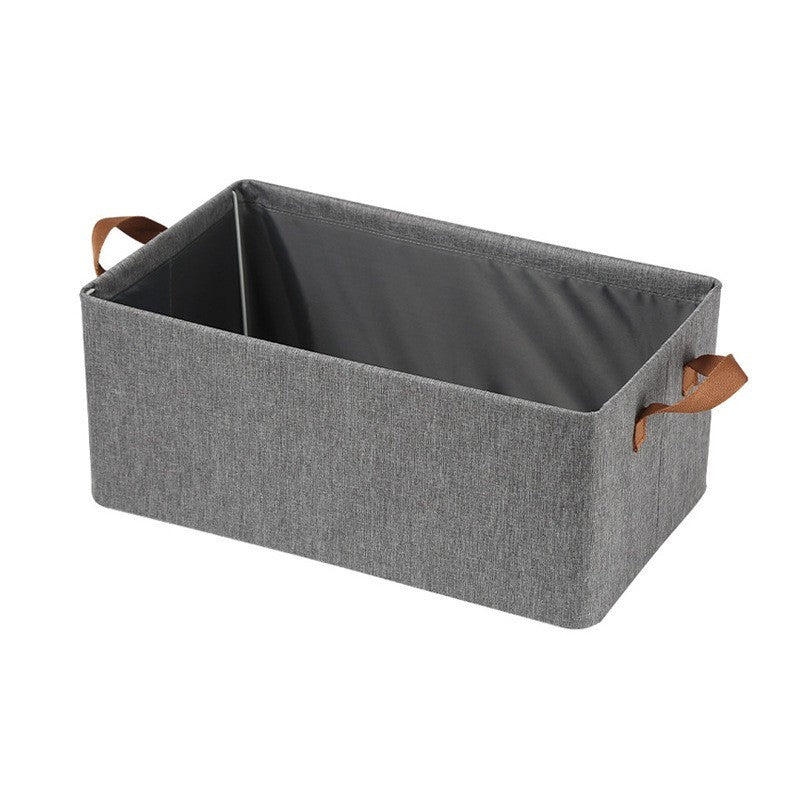 Cutie de depozitare tip cos, Kaveny, textil, pliabila, 47x28x20 cm, cadru metalic, cu manere, gri