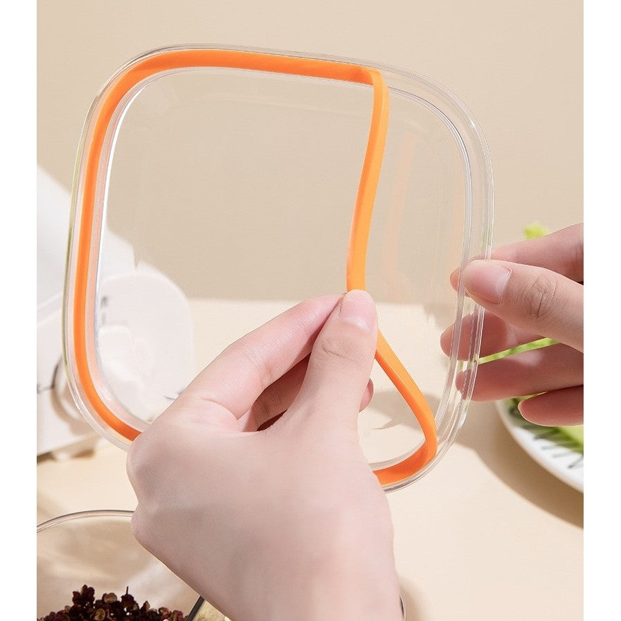 Cutie Depozitare Alimente, Kadeny, din Plastic/Silicon, 20 x 10 x 10 cm, 5 Compartimente, Alb/Portocaliu