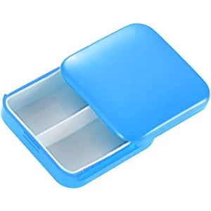 Cutie depozitare medicamente, 2 compartimente, Glisanta, Albastru, Patrata, Kaveny, Inchidere etans