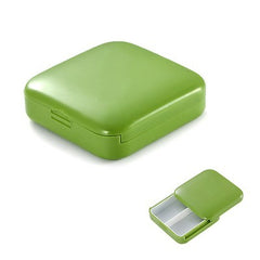 Cutie depozitare medicamente, 2 compartimente, Glisanta, Verde, Patrata, Kaveny, Inchidere etans