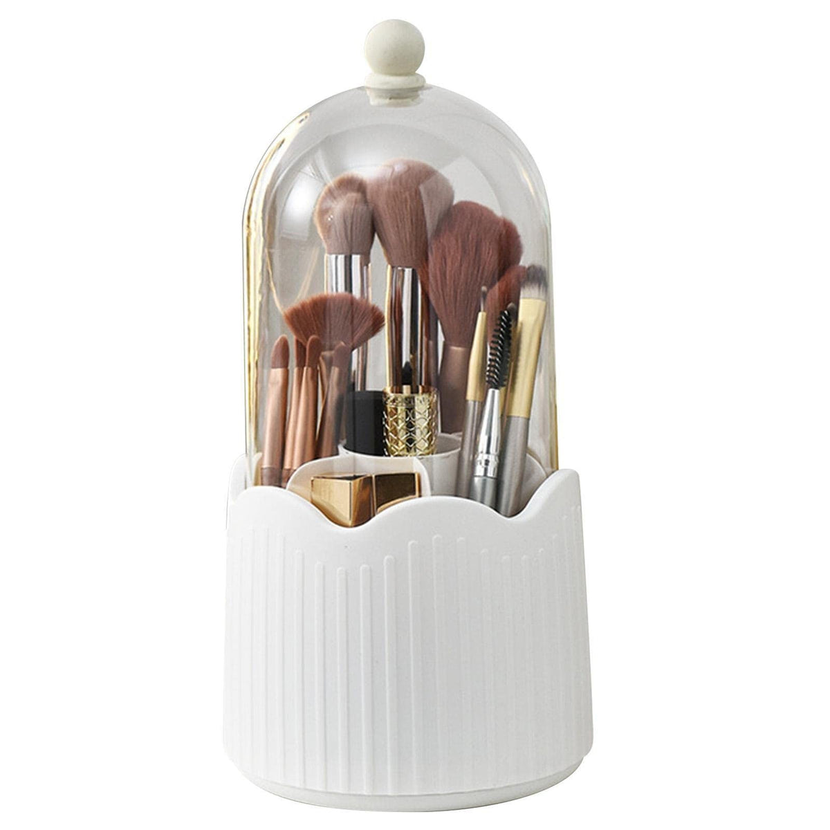 Cutie pentru Depozitarea Pensulelor de Machiaj, Kaveny, Rotativa, Plastic, 36 cm x 13 cm, Alb