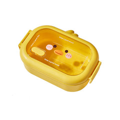 Cutie pentru Pranz sau Gustari, Kadeny, cu Doua Compartimente, Model Ratusca, pentru Copii si Adulti, Etansare, PP, Perfect pentru Scoala si Birou, 1000 mL, 22.5x14.5x8 cm, Galben