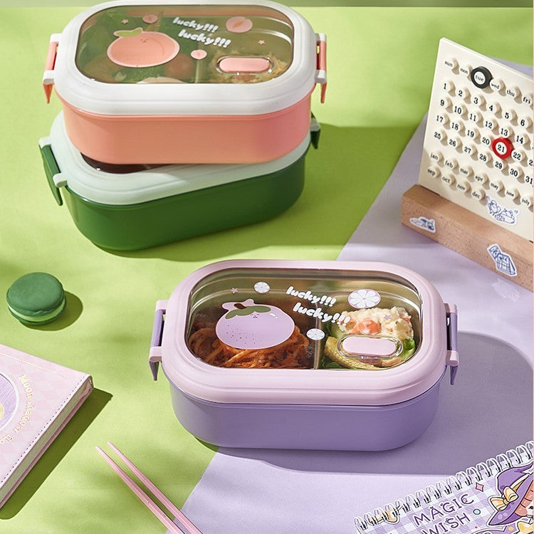 Cutie pentru Pranz sau Gustari, Kadeny, cu Doua Compartimente, pentru Copii si Adulti, Etansare, PP, Perfect pentru Scoala si Birou, 1000 mL, 22.5x14.5x8 cm, Roz