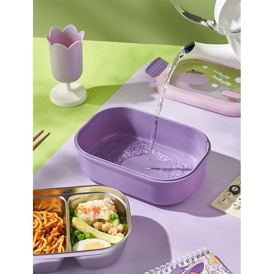 Cutie pentru Pranz sau Gustari, Kadeny, cu Doua Compartimente, pentru Copii si Adulti, Etansare, PP, Perfect pentru Scoala si Birou, 1000 mL, 22.5x14.5x8 cm, Mov