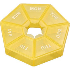 Cutie separator medicamente cu zilele saptamanii, Kaveny, Plastic, 7 compartimente, Galben