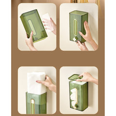 Cutie suport servetele eleganta Kaveny, cu montare pe perete sau dulap, material plastic dur, 21.3 x 8.7 x 12 cm, verde