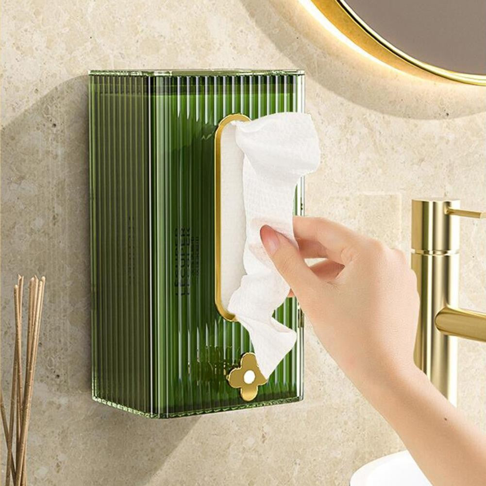 Cutie suport servetele eleganta Kaveny, cu montare pe perete sau dulap, material plastic dur, 21.3 x 8.7 x 12 cm, verde