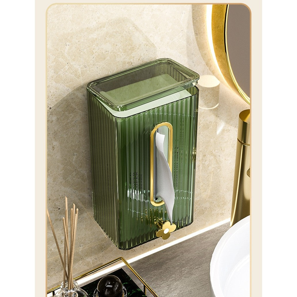 Cutie suport servetele eleganta Kaveny, cu montare pe perete sau dulap, material plastic dur, 21.3 x 8.7 x 12 cm, verde