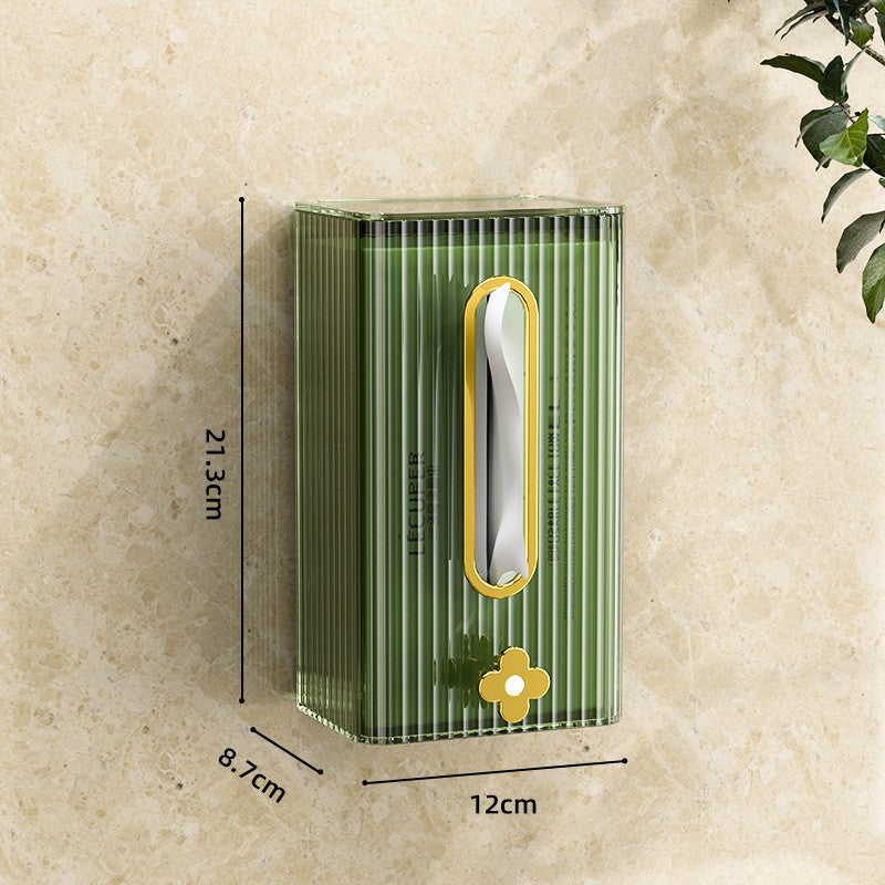Cutie suport servetele eleganta Kaveny, cu montare pe perete sau dulap, material plastic dur, 21.3 x 8.7 x 12 cm, verde