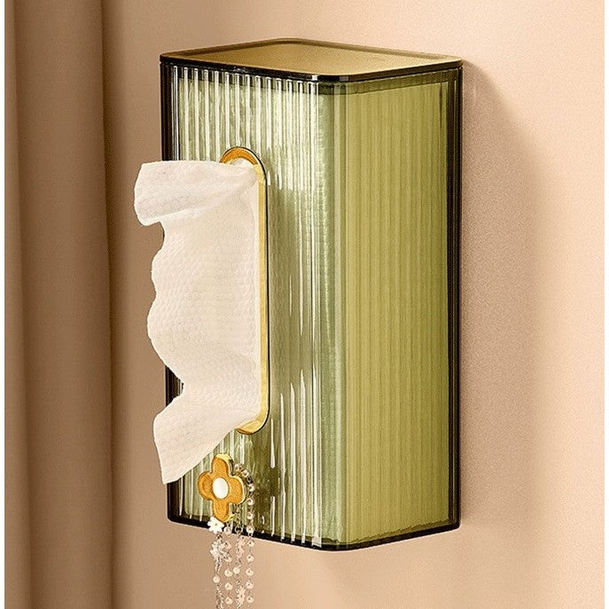 Cutie suport servetele eleganta Kaveny, cu montare pe perete sau dulap, material plastic dur, 21.3 x 8.7 x 12 cm, verde