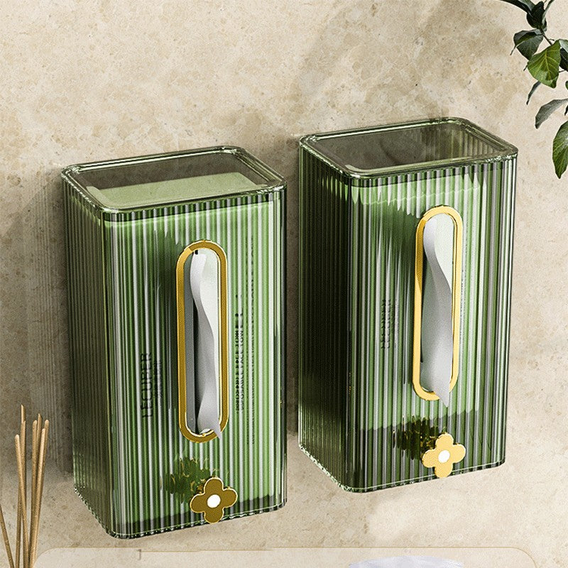 Cutie suport servetele eleganta Kaveny, cu montare pe perete sau dulap, material plastic dur, 21.3 x 8.7 x 12 cm, verde