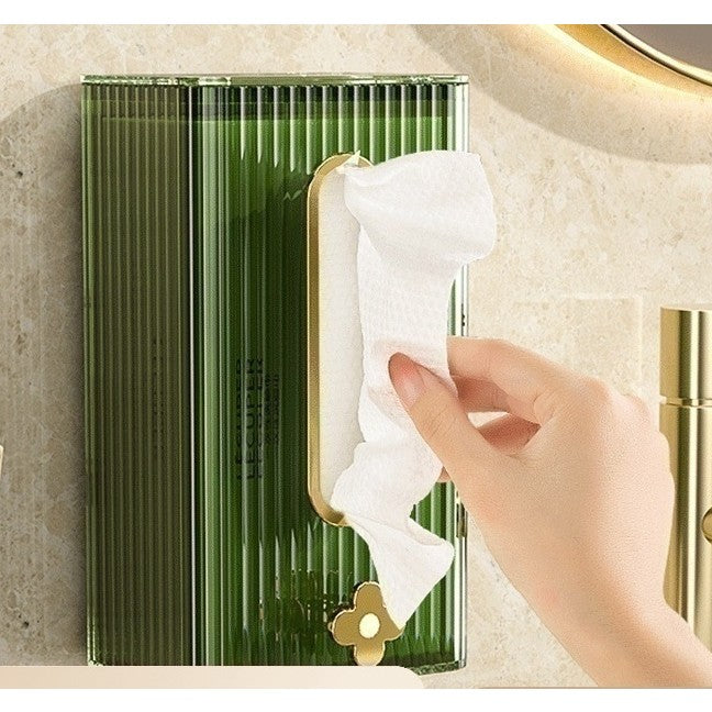 Cutie suport servetele eleganta Kaveny, cu montare pe perete sau dulap, material plastic dur, 21.3 x 8.7 x 12 cm, verde