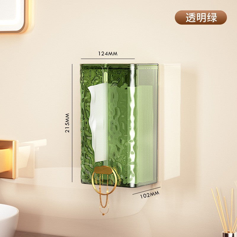 Cutie suport servetele eleganta Kaveny, cu montare pe perete sau dulap, material plastic dur, 21.3 x 8.7 x 12 cm, verde