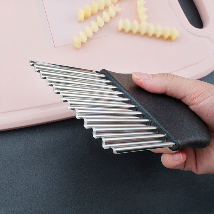 Cutit pentru Cartofi Ondulati, Kadeny, pentru Legume, Forma Ondulata, Usor de Utilizat, Taiere, Negru