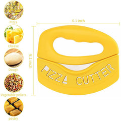 Cutit pentru taiat pizza Kaveny, cu protectie din silicon pentru lama, inox, 15.5 cm, galben