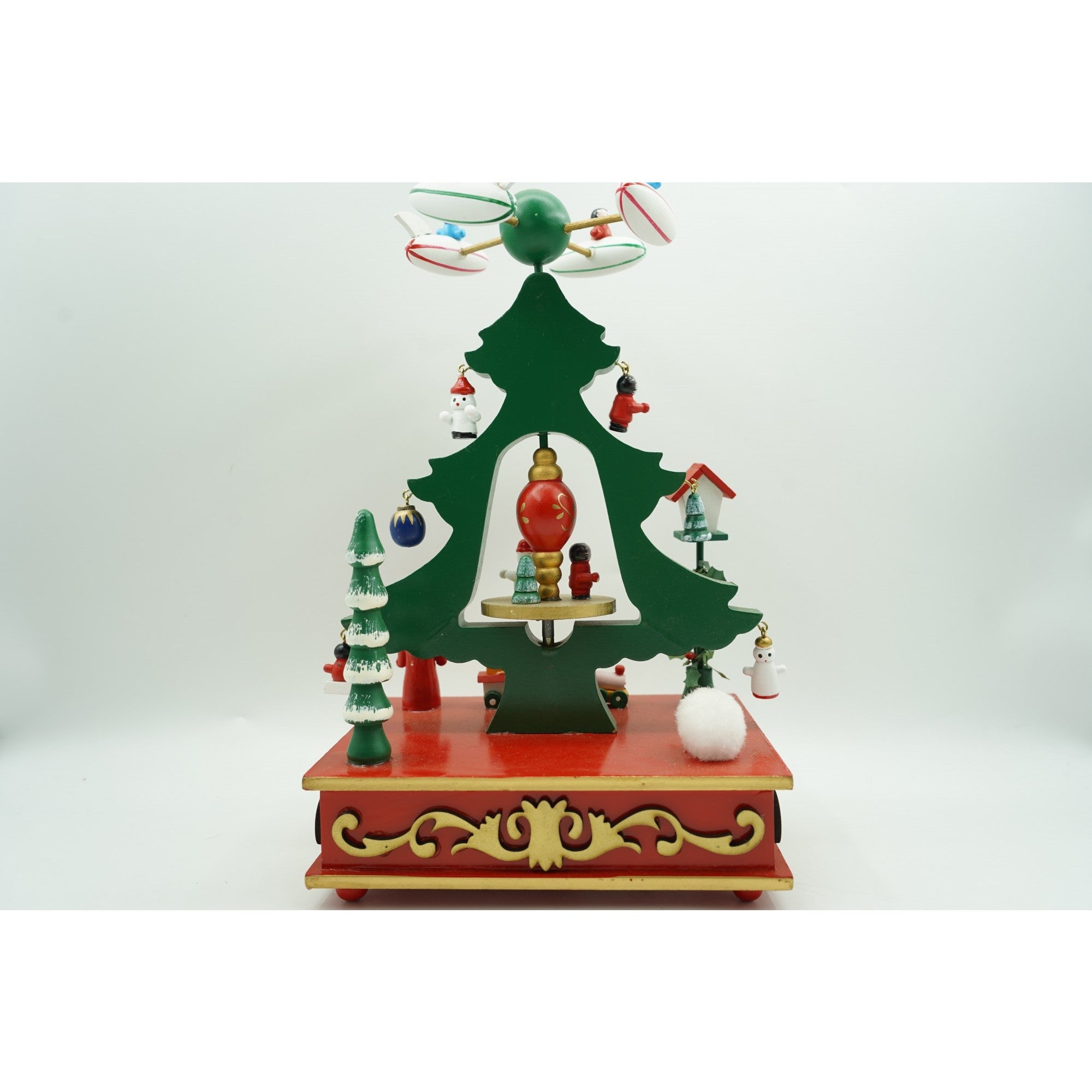 Cutiuta muzicala decorata de Craciun, Brad, Verde, din Lemn, 17 cm x 27 cm, Interior, Kadeny