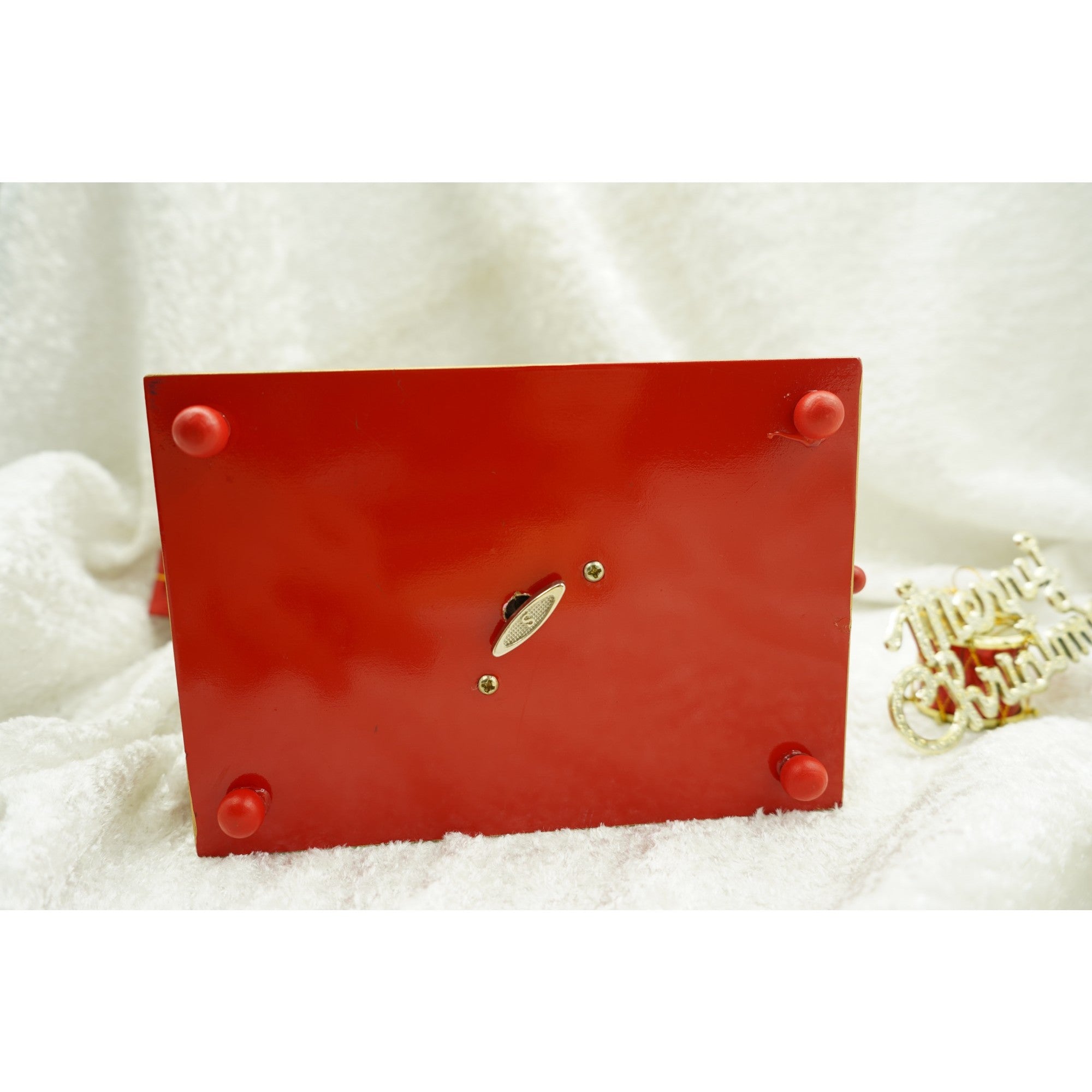 Cutiuta muzicala decorata de Craciun, Brad, Verde, din Lemn, 17 cm x 27 cm, Interior, Kadeny