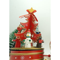 Cutiuta muzicala decorata de Craciun, Bradut, Rosu, din Lemn, 12 cm x 22 cm, Interior, Kadeny