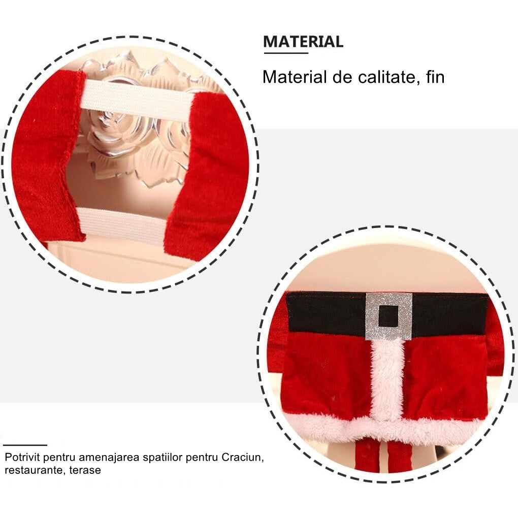 Decoratiune pentru scaun cu tematica de Craciun Kadeny, elastica, material textil/poliester, 46 x 30 cm, rosu