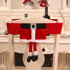 Decoratiune pentru scaun cu tematica de Craciun Kadeny, elastica, material textil/poliester, 46 x 30 cm, rosu