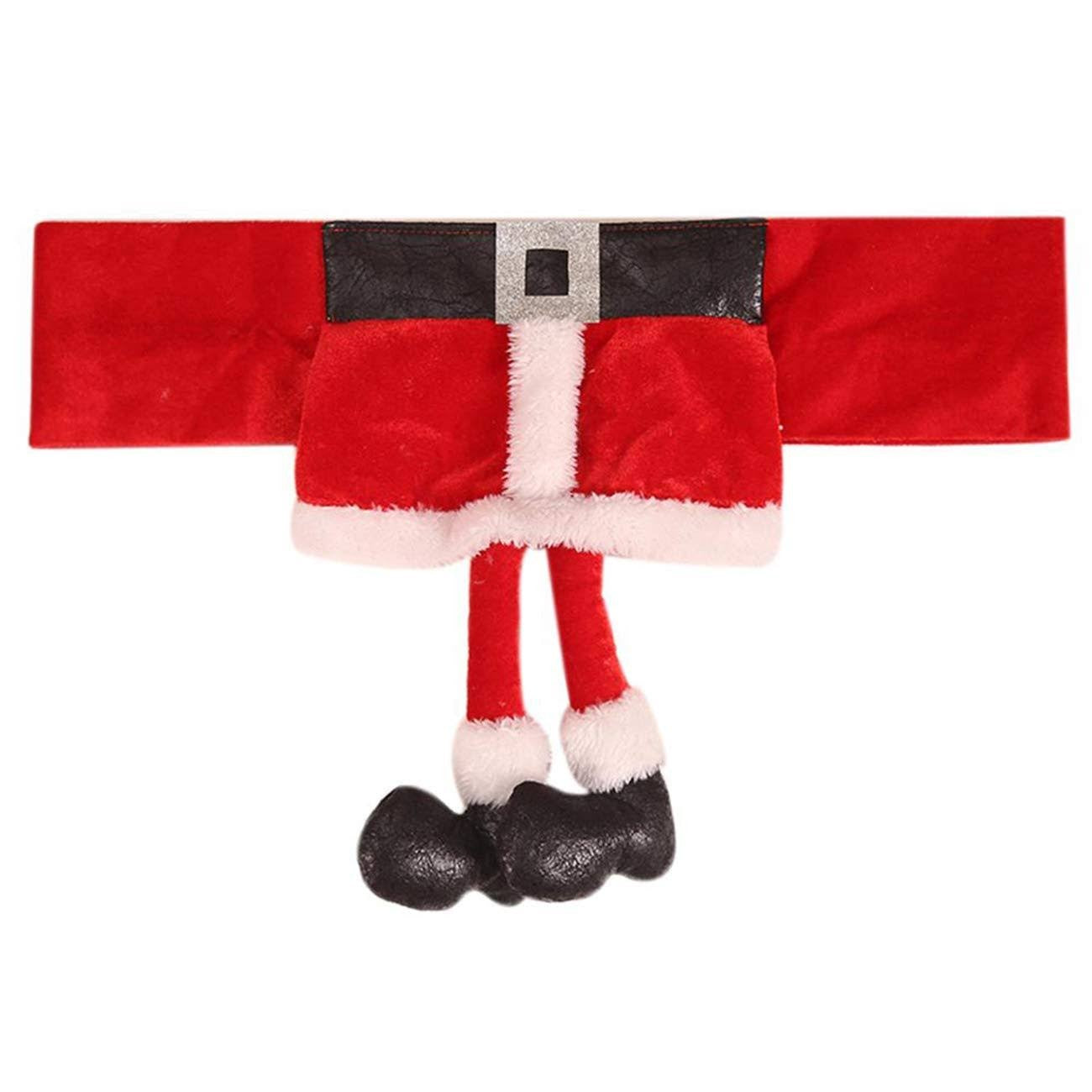 Decoratiune pentru scaun cu tematica de Craciun Kadeny, elastica, material textil/poliester, 46 x 30 cm, rosu