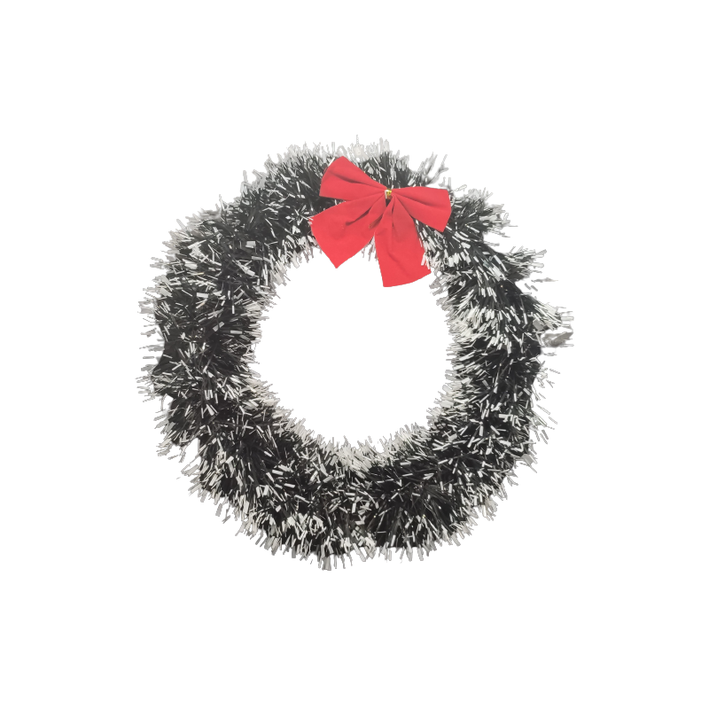 Coronita Craciun CNX 9244-3, PVC, verde / alb, 20cm, cu fundita