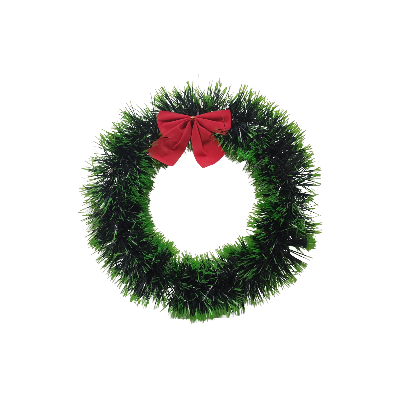 Coronita Craciun CNX 9244-3, PVC, verde / verde deschis, 20cm, cu fundita