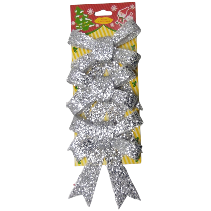 Fundite decorative de Craciun CNX RN-23185, argintiu, 9x6cm, set 3 buc