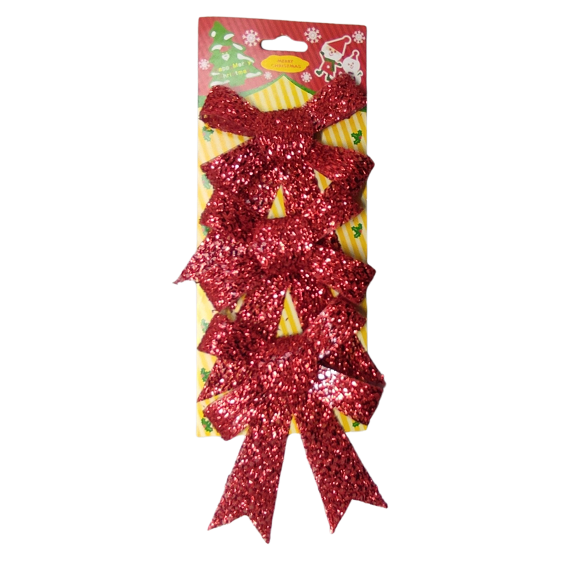 Fundite decorative de Craciun CNX RN-23185, rosu, 9x6cm, set 3 buc