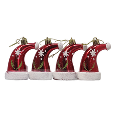 Globuri brad Craciun CNX 9270-10, caciulita, PVC, rosu, set 4 buc