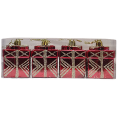 Globuri brad Craciun CNX 9270-6, cutie cadou, PVC, rosu, set 4 buc