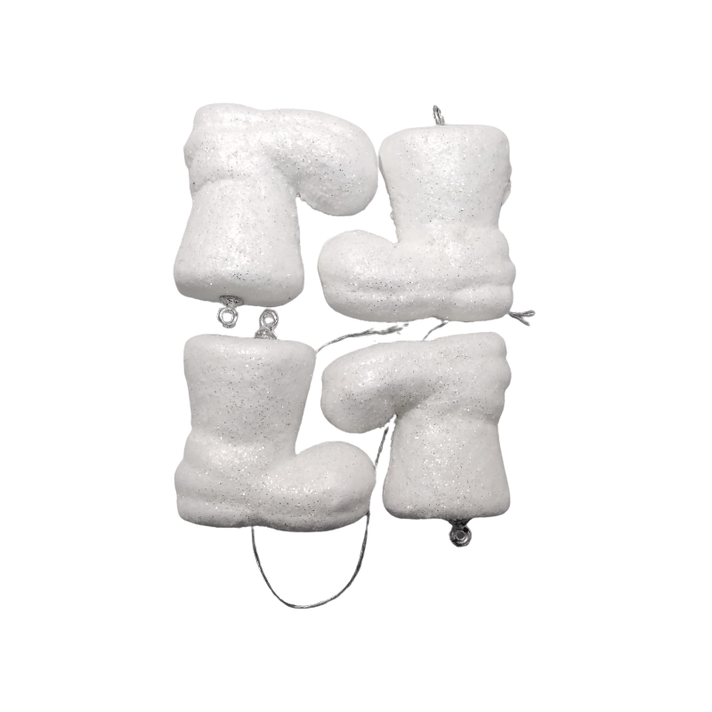 Globuri brad Craciun CNX XB17-23433, cizmulite, polistiren, 5cm, cu sclipici, set 4 buc