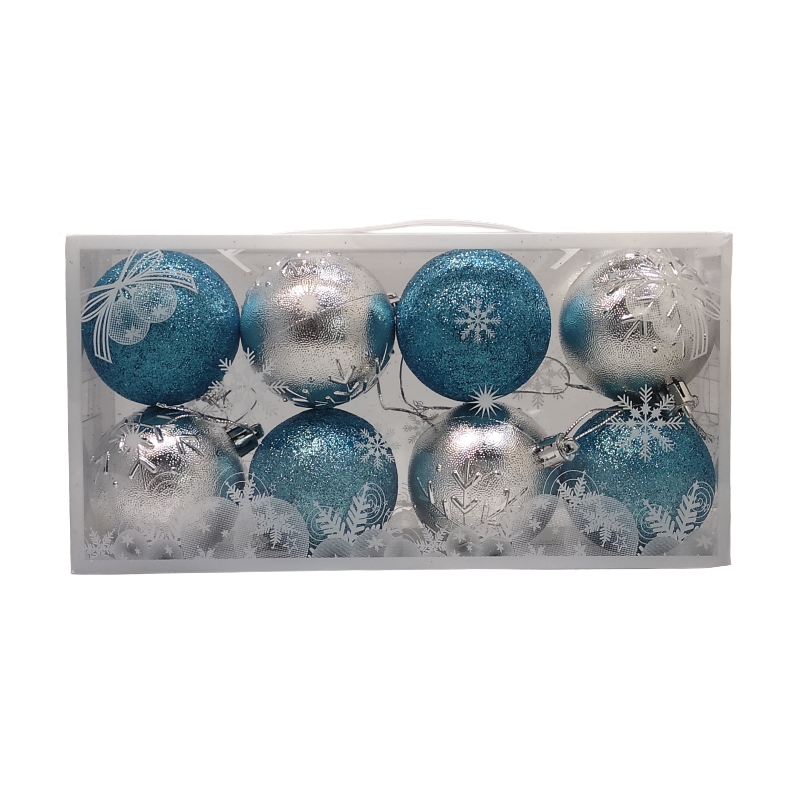 Globuri brad Craciun CNX B-2600, polistiren, bleu / argintiu, 6cm, set 8 buc