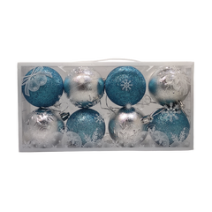 Globuri brad Craciun CNX B-2600, polistiren, bleu / argintiu, 6cm, set 8 buc