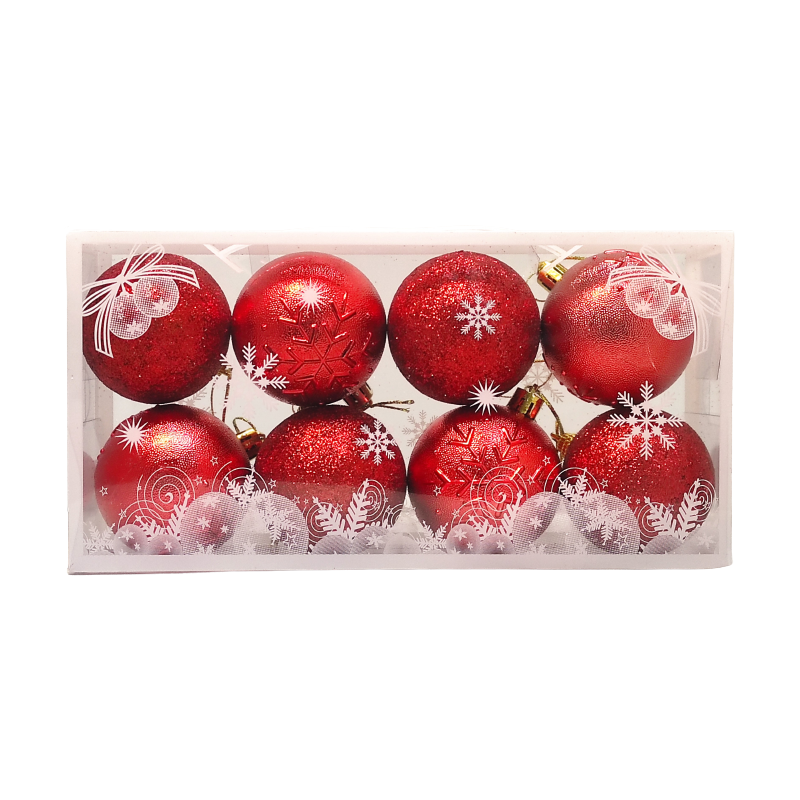 Globuri brad Craciun CNX B-2600, polistiren, rosu, 6cm, set 8 buc