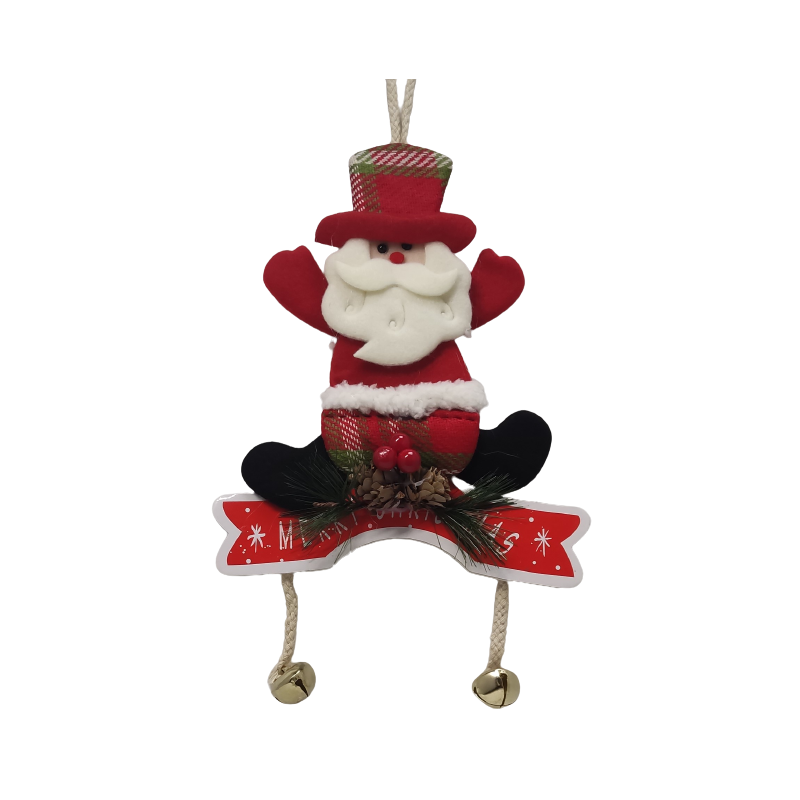 Decoratiuni Craciun CNX 9270-2, Mos Craciun cu clopotei, textil